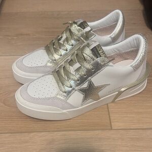 Vintage Havana Metallic Gold and White Sneakers